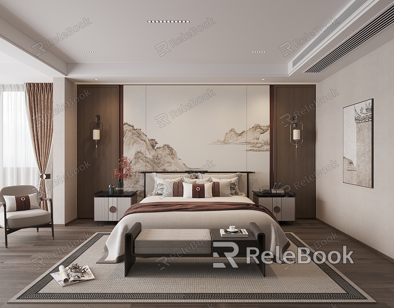 New Chinese Style Bedroom Cloakroom model