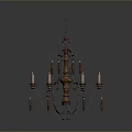 Ornate Classic Chandelier With Candle Shaped Bulbs Metal Frame And Decorative Details
