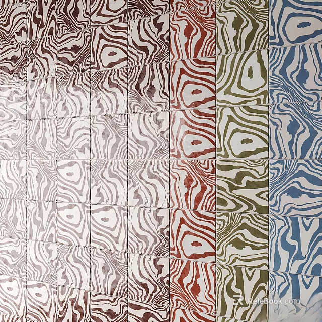 Unique Decorative Ceramic Tiles Featuring Various Color Patterns For Interior Walls 3d model 