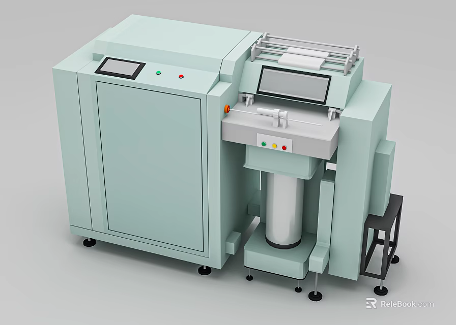 Light Green Industrial Processing Equipment With Display Screen Control Panel And Reel System 3d model