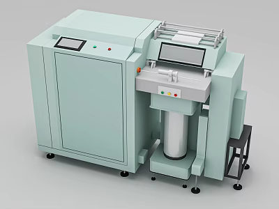 Light Green Industrial Processing Equipment With Display Screen Control Panel And Reel System 3d model