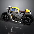 Yellow Vintage Motorcycle With 18 Racing Number Brown Seat And Sleek Design