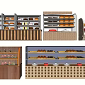 Retail Display Cabinets and Shelves with Glass Doors and Multi Tiered Product