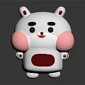 Cute White Plush Toy With Pink Ears Cheeks And Red Belly Cartoon Character