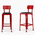 Modern Red Bar Stools With Black Padded Seats For Kitchen Use 3d model