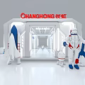 MELING Futuristic Exhibition Stand With Astronaut Rocket Models And White Design