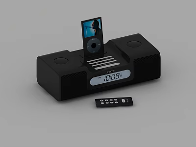Modern Speaker Dock With iPod Interface Digital Clock Display And Remote Control 3d model