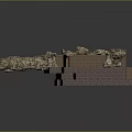 Cartoon Scene With Stone Structure Broken Bricks Curved Pipe And Platform Base