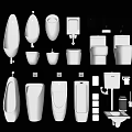 Various Toilet Designs Including Urinals Sinks And Tank Components