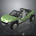 Modern Light Green Open Top Off Road Car With Large Wheels And Light Seats