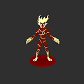 Fiery Headed Game Movie Character With Red White Body Standing On Red Base