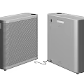 Two Modern Gray Household Appliances with Mesh Front Panel and Control Buttons for Home Use 3d model