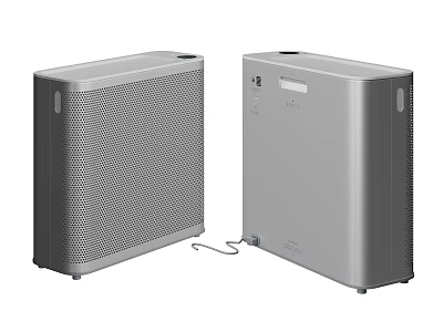 Two Modern Gray Household Appliances with Mesh Front Panel and Control Buttons for Home Use 3d model