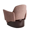 Stylish Pink Speckled Fabric Armchair With Armrests And Dark Swivel Base