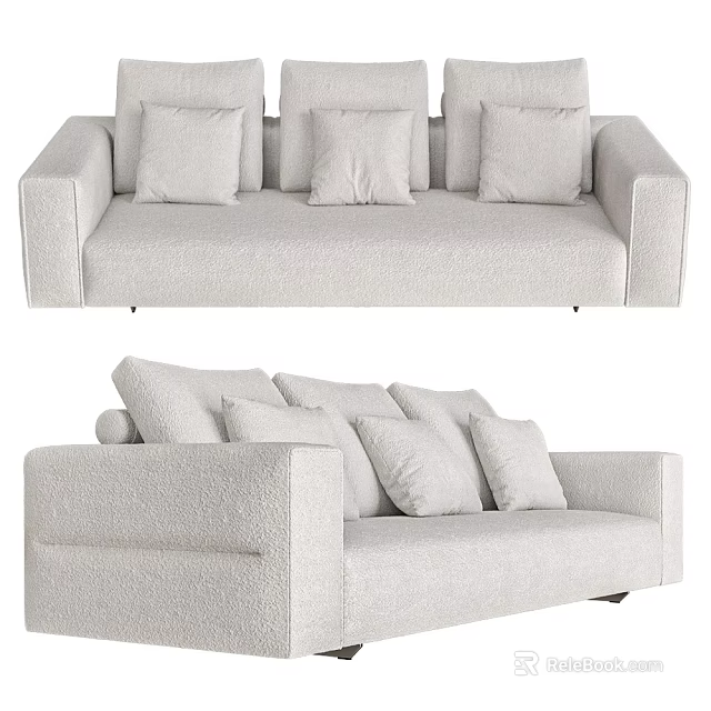 Modern Sectional Sofa Living Room Setup With Beige Fabric Soft Pillows And Cozy Design 3d model 