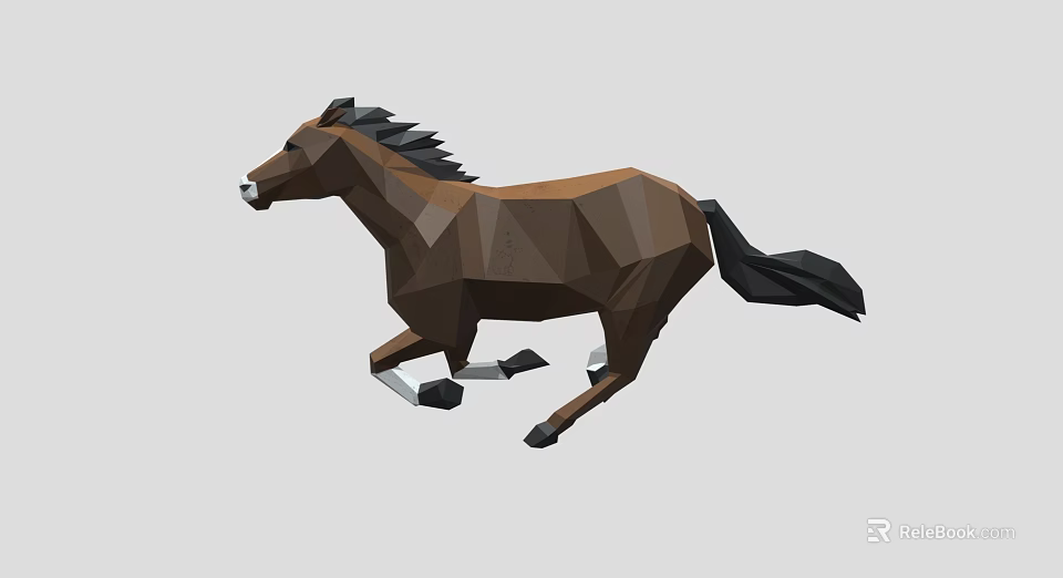 Brown Low Poly Reptile Lizard Running In 3D Art Design Style 3d model