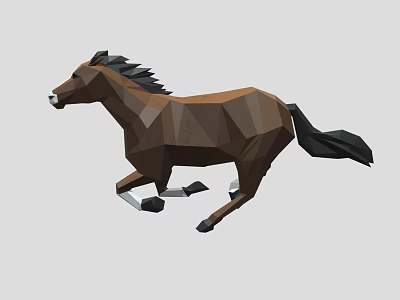 Brown Low Poly Reptile Lizard Running In 3D Art Design Style 3d model