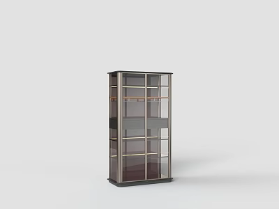 Modern Wine Cabinet With Glass Doors Metal Frame And Multiple Shelves 3d model