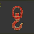 Red Industrial Metal Lifting Hook With Circular Eye And Curved Design For Construction Applications