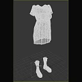 Women's Fashionable Black Short Sleeved Dresses And Sock Boots Set