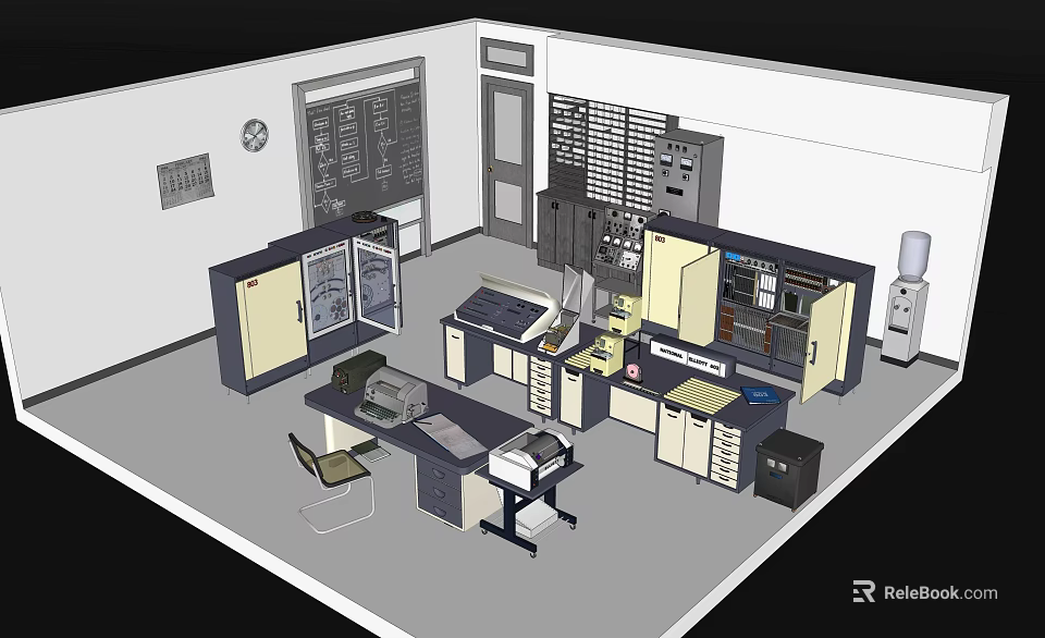 Laboratory Workstation Setup With Lab Benches Storage Cabinets And Equipment 3d model 