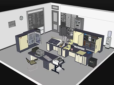 Laboratory Workstation Setup With Lab Benches Storage Cabinets And Equipment 3d model