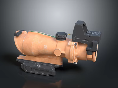 Tactical Weapon Optical Sight With Tan Body Black Components And Adjustment Knobs 3d model