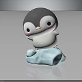 Cute Cartoon Penguin Standing On Blue Ice Block With Dark Background 3d model