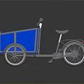 Practical Blue Cargo Tricycle with Large Storage Box Silver Frame and Wheels 3d model