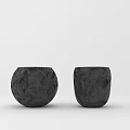 Two Black Ceramic Vessels With Textured Patterns For Home Decorative 3d model