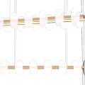 Modern Double Layer Hanging Chandelier With White Oval Elements And Gold Metal Frame 3d model