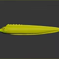 Colorful Green And Red Toy Fish With Orange Fins And Blue Eyes