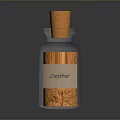 Clear Glass Bottle With Cork Stopper And Brown Powder Labeled CocoBitz
