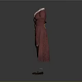 Traditional Red Robe With White Inner Lining Yellow Belt Decorative Cuffs And Brown Shoes