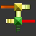 Colorful Playground Structure With Green Yellow Roofs Red Slides And Ladders
