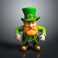 Leprechaun Character With Green Hat Gold Buckle Orange Beard And Gold Shoes