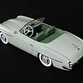 Classic Light Green Open Top Convertible Car With White Wheels And Sleek Design