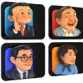 Set of Multiple People Cartoon Avatars with Different Colored Square Frames