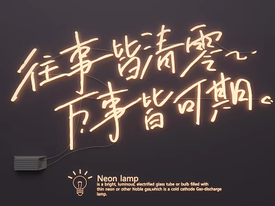 Neon Lamp With Chinese Character Design For Indoor Wall Decor Warm Light 3d model