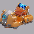 Cartoon Style Orange Amusement Play Equipment Featuring Mechanical Design Seat And Blue Components