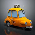Cartoon Style Yellow Taxi With TAXI Roof Sign And Round Windows