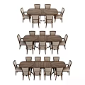 Modern Dining Table Set With Wooden Tabletop And Upholstered Chairs 3d model