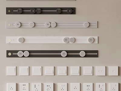 Variety Of Stylish Switch Panels And Sockets 3d model