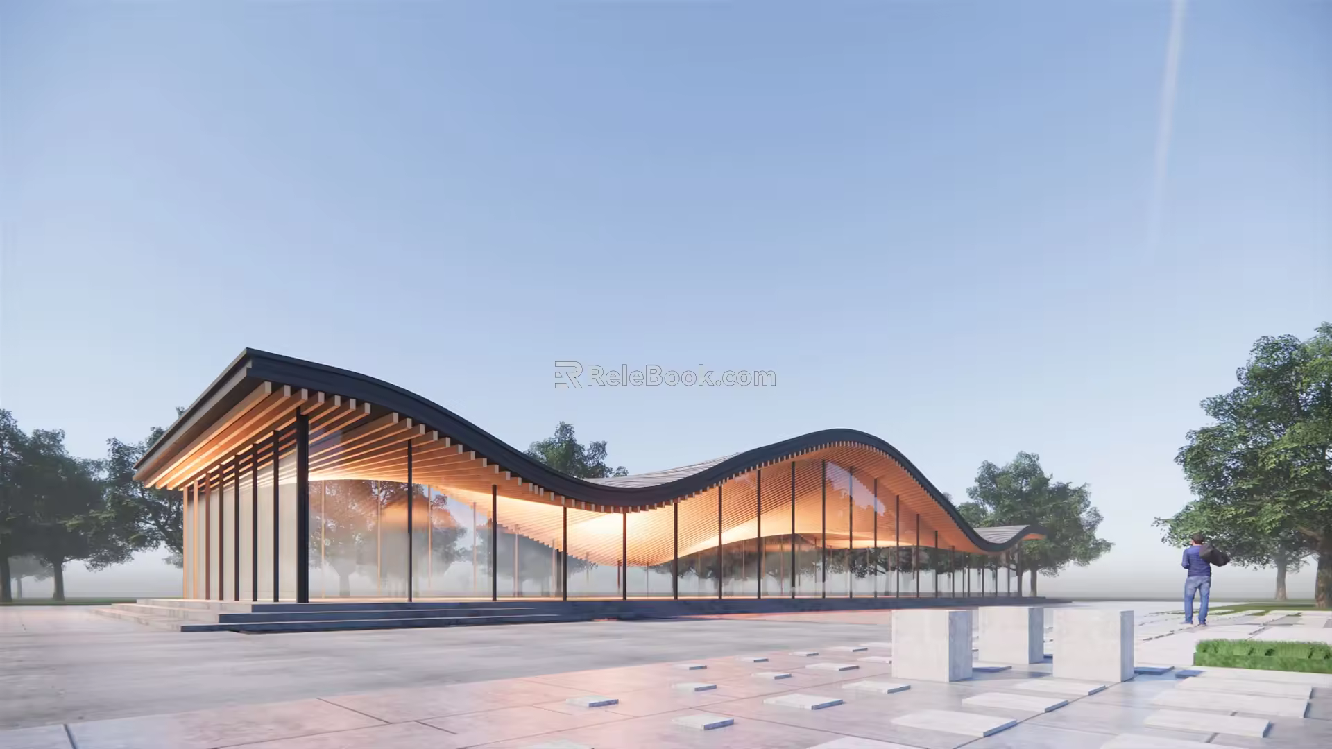New Chinese Architecture Curve Exhibition Center 3d model