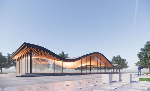 New Chinese Architecture Curve Exhibition Center 3d model