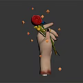 Vibrant Bouquet of Flowers Held by Hand With Colorful Small Diamond Decorations on Dark Background