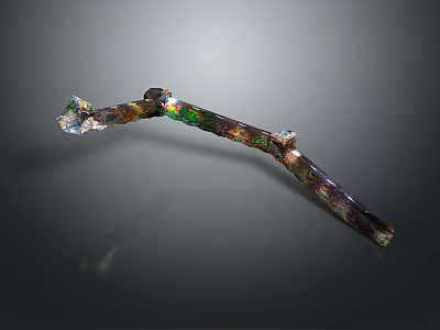Architectural Decorative Metal Element With Colorful Iridescent Texture And Curved Design 3d model