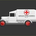 Vintage White Ambulance With Red Cross And Lifesaving Signage On Body