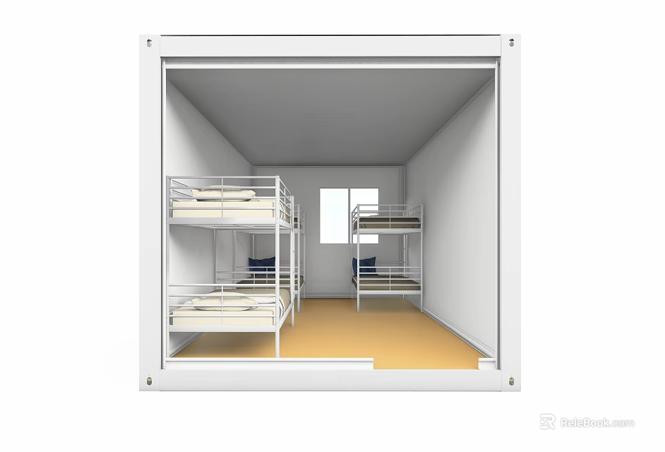 Container Room Interior With Bunk Beds Window And Simple Functional Design 3d model