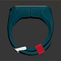 Smartwatch With Blue Strap And Red Accent Square Design Digital Display Control Buttons